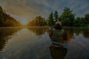 Paysage de chasse et de pêche avec hébergement